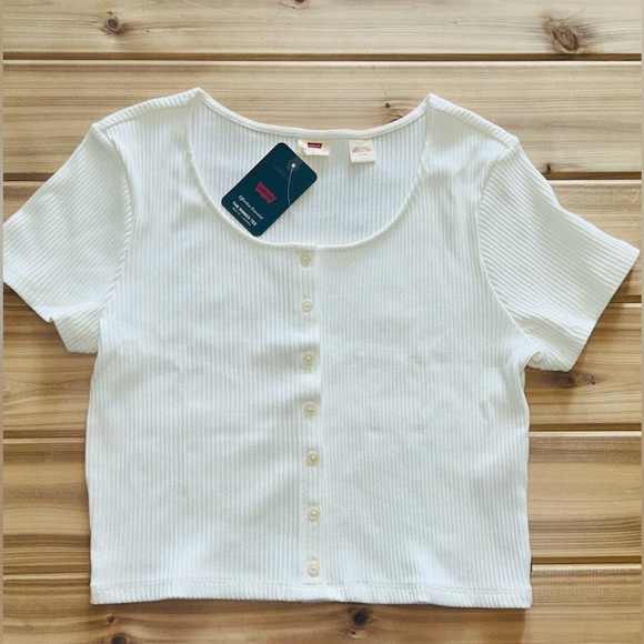 NEW Levi's Slim Fit "The Ribbed Tee" Size XL SHORT SLEEVE RACH TOP NWT - Picture 5 of 13